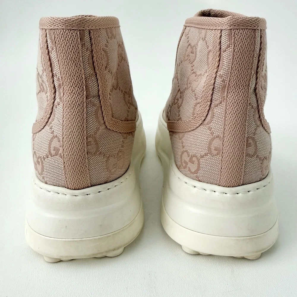 GUCCI | Pink‎ GG Canvas High Top Platform Sneakers Tennis 1977 EU 38